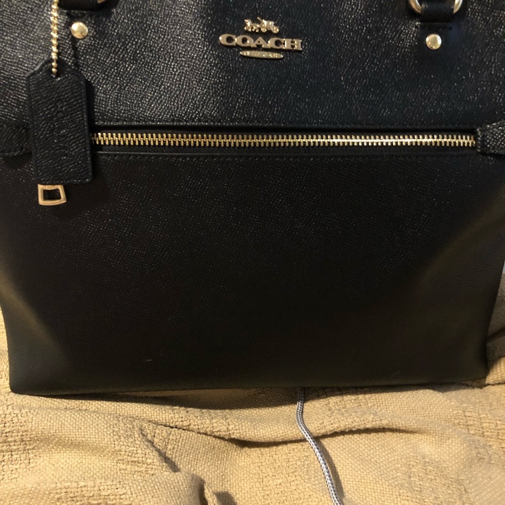 Coach Black Leather Tote Bag